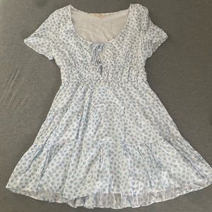 Brand New Never Worn White Dress With Blue Floral Pattern